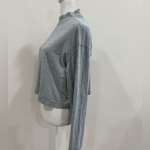 Nike Jewel Cropped Top For‎ Women Long Sleeve Grey Size L - Picture 3 of 10